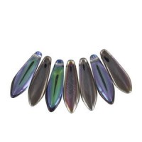 Czech Glass Daggers Perlen 5x16mm Crystal graphite rainbow 00030-98537